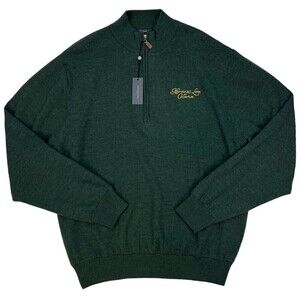 NWT Turtleson Men's Italian Merino Lined Quarter Zip Sweater Pine Green XL